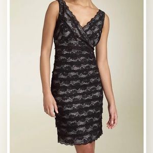 Suzi Chin for Maggy Boutique black & white lace dress size 10